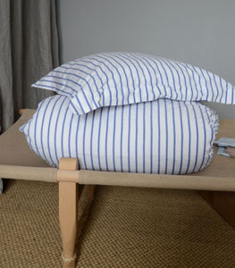 pillowcase cotton blue-white stripe