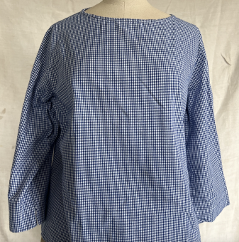 Blus smårutig bomull