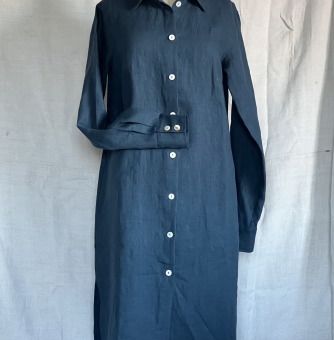 Skjortklänning linne petrol